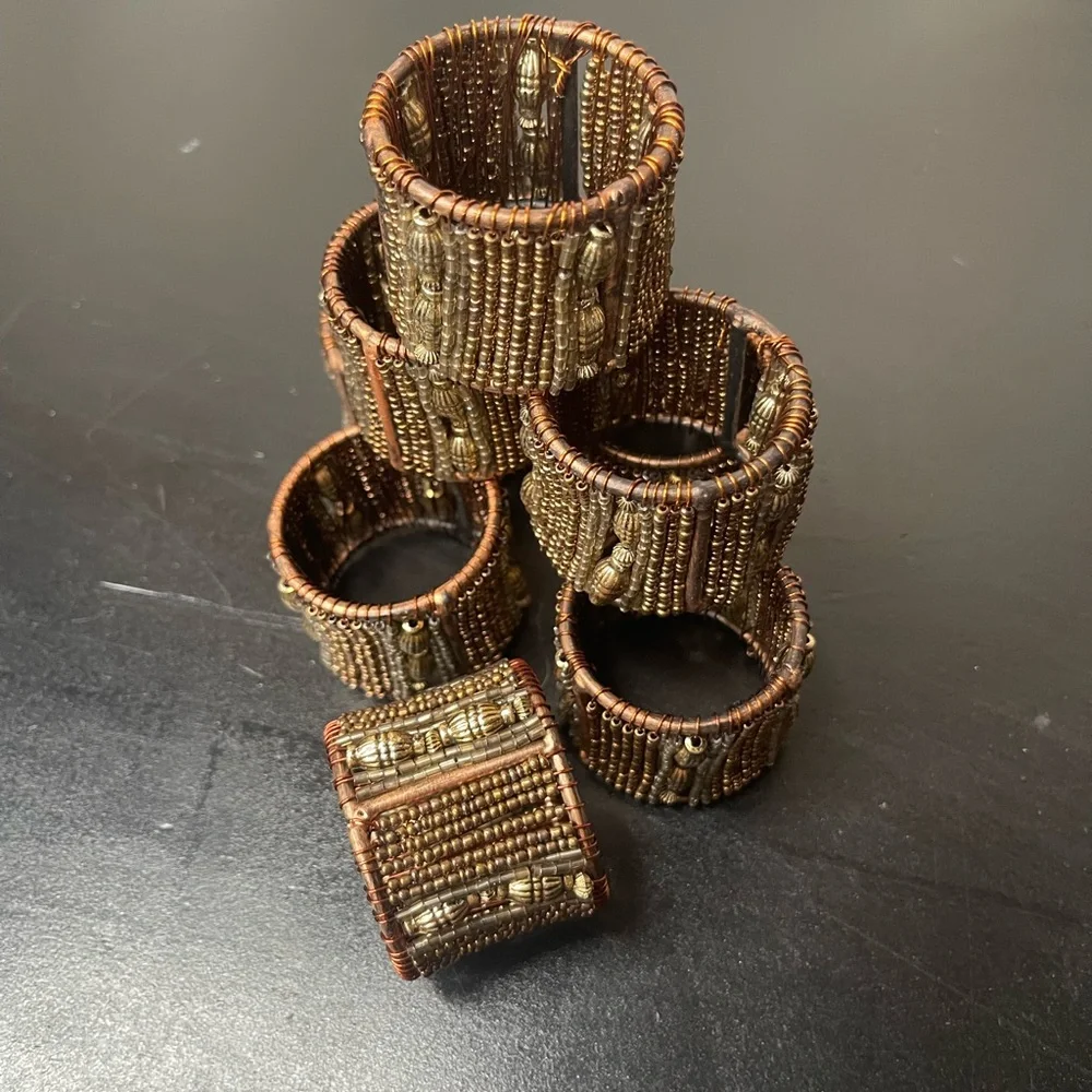Beaded Napkin Rings Set 8 total